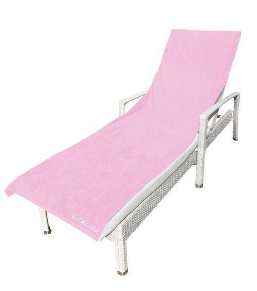 premium sun lounger beach towel - pink/white