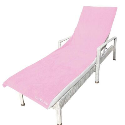 premium sun lounger beach towel - pink/white