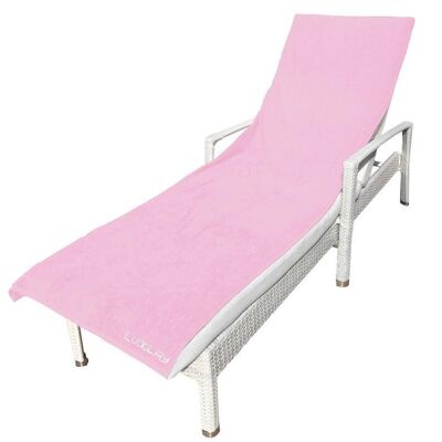 premium sun lounger beach towel - pink/white