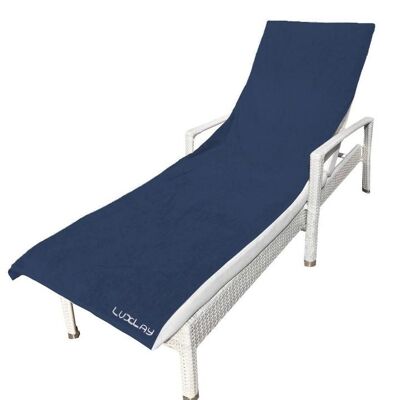 premium sun lounger beach towel - blue/white
