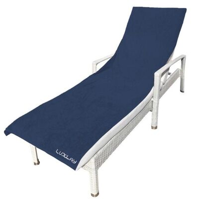 premium sun lounger beach towel - blue/white