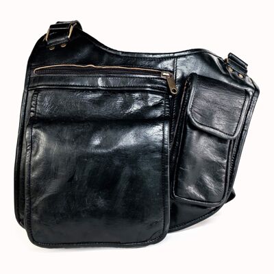 Doenya Leather Bag / Waist Bag 'Huda' (black)