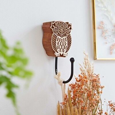 Hand Carved 'Owl' Wooden Wall Hook