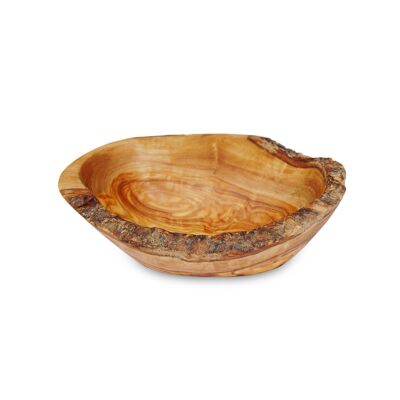 Jabonera ovalada rústica de unos 14 - 16 cm de madera de olivo
