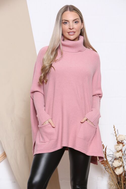 pink long jumper with pockets