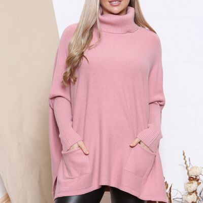 pink long jumper with pockets