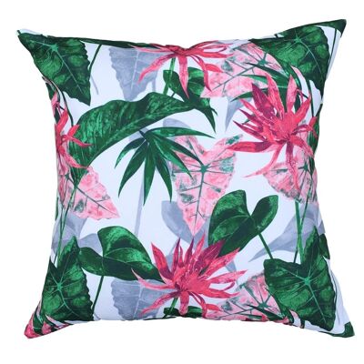 Housse de coussin à fleurs roses - Résistant à l'eau pour le jardin, la maison et la terrasse