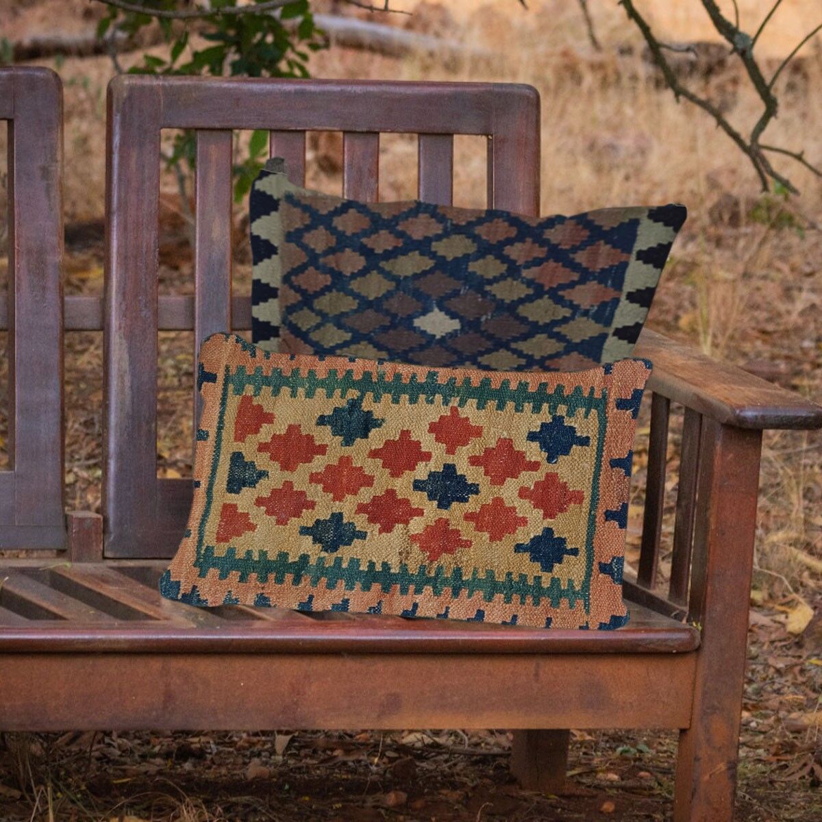 Fodera per cuscino mangusta intrecciata a mano Kilim