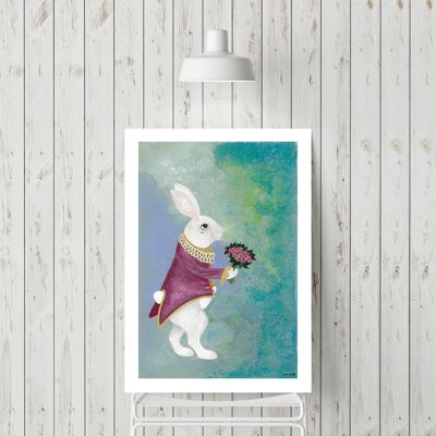Affiche peinture le lapin blanc d'Alice A3