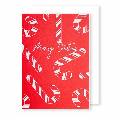 Folierte rote Zuckerstangen | Weihnachtskarte