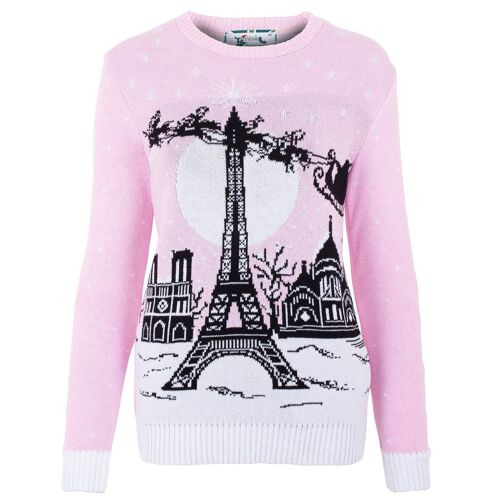 Christmas In Paris Women's Eco Christmas Jumper - Pink