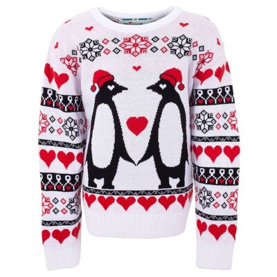 Pull de Noël écologique pour enfants Penguin Love