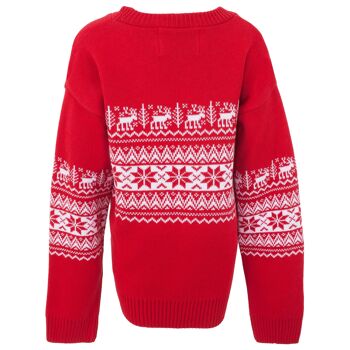 Pull de Noël écologique pour enfants The Nordic Fairisle - Rouge 2