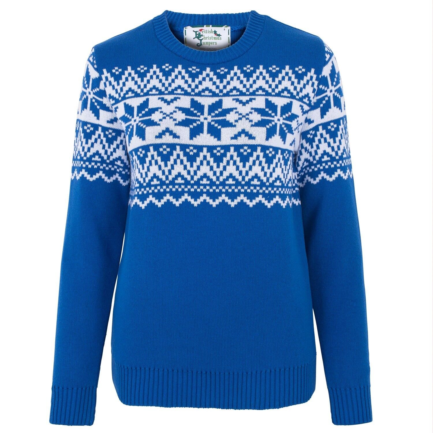 Pull de Noël écologique pour femmes The Nordic Fairisle - Bleu