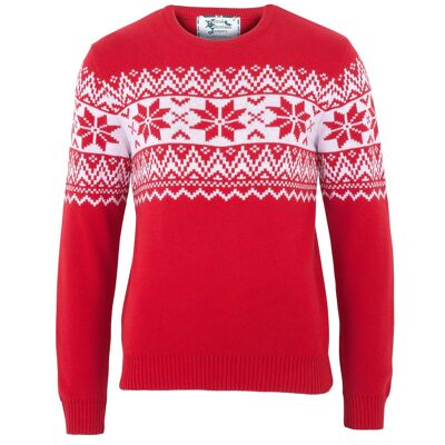 Pull de Noël écologique pour hommes The Nordic Fairisle - Rouge