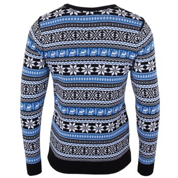 Pull de Noël Eco Homme Cerf Fairisle - Bleu 2