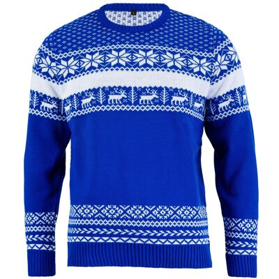 Jersey navideño clásico hombre nórdico azul