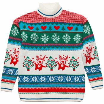 Pull de Noël à col roulé pour enfants Merry Reindeer 2