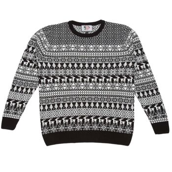 Pull de Noël Homme Cerf Fairisle - Noir 1