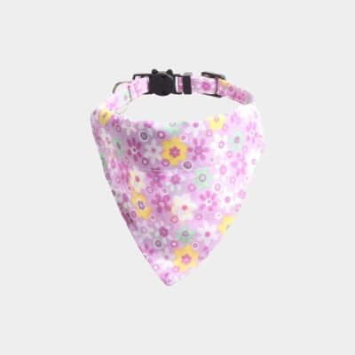 Bandana con cuello de gato floral lila