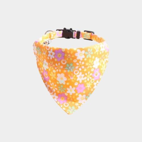 Orange Floral Cat Collar Bandana