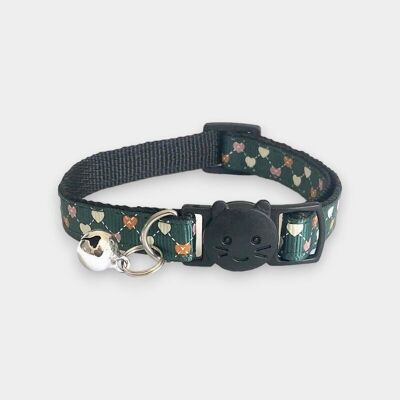 Green with Small Hearts - Cat Collar