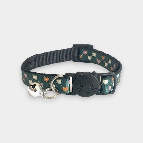 Green with Small Hearts - Kitten Collar