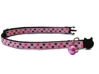 Rose avec Petits Coeurs - Collier Chat 2