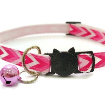 Chevron rosa claro - Collar de gatito