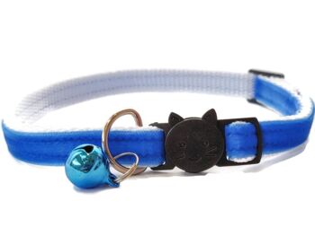 Velours Doux Bleu - Collier Chat 1