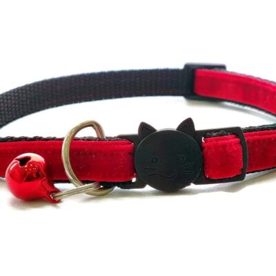 Terciopelo Suave Rojo - Collar Gatito