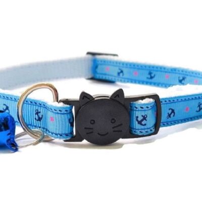 Hellblauer Ankerdruck - Katzenhalsband
