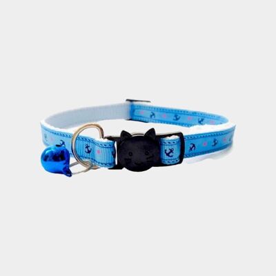 Hellblauer Ankerdruck - Katzenhalsband