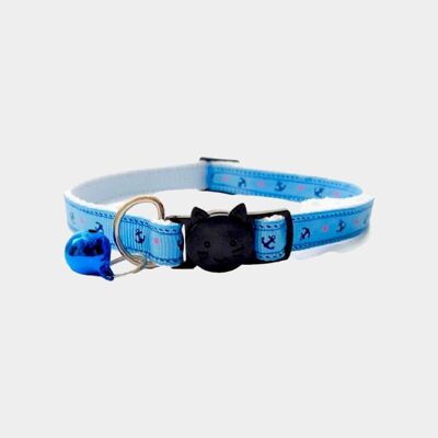 Light Blue Anchor Print - Cat Collar