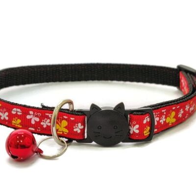 Red with White & Yellow Butterflies - Cat Collar