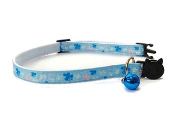 Bleu clair avec papillons - Collier pour chat 2