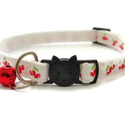 White with Red Hearts Cat Collar
