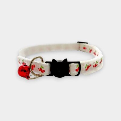 Collier Chat Blanc avec Coeurs Rouges