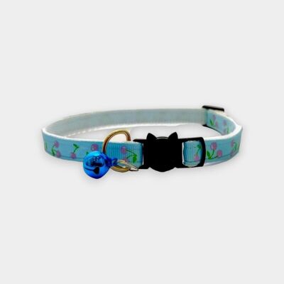 Light Blue with Lilac Cherries Kitten Collar