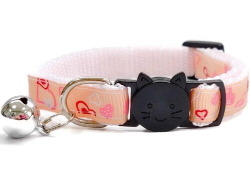 Beige with Love Hearts Cat Collar
