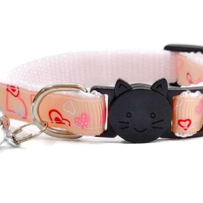 Beige with Love Hearts Cat Collar
