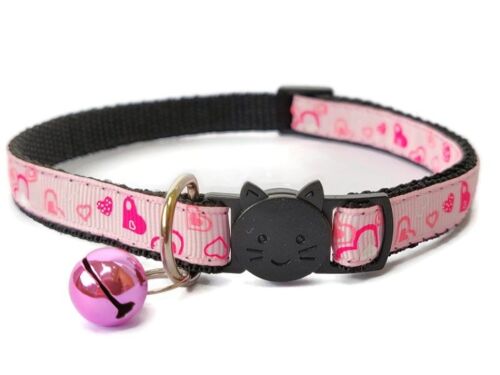 Light Pink with Pink Love Hearts Cat Collar