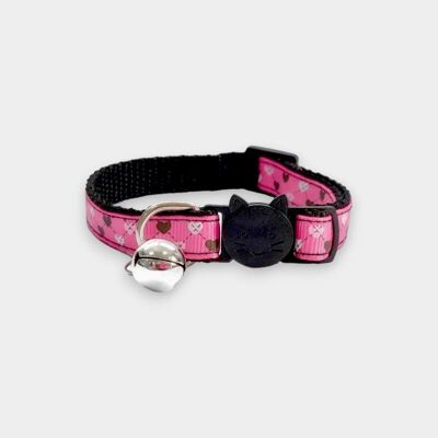 Rosa con Pequeños Corazones de Amor - Collar para Gato