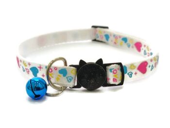 Blanc avec Love Hearts - Collier chaton 1