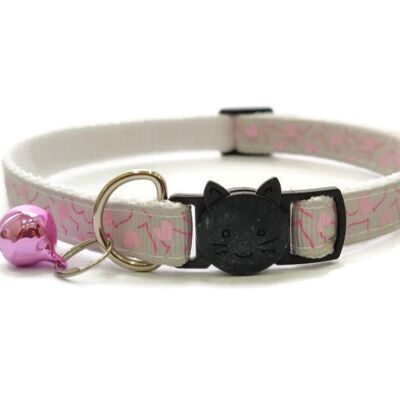 Grey with Love Hearts - Cat Collar