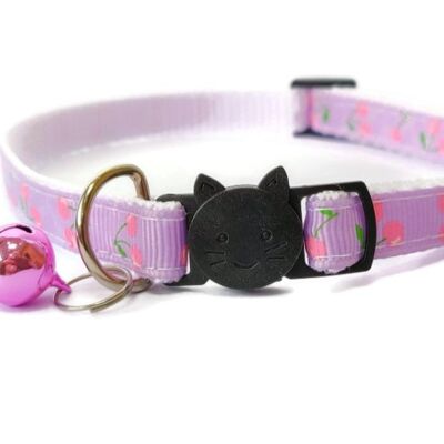 Lilac with Pink Cherries Cat Collar