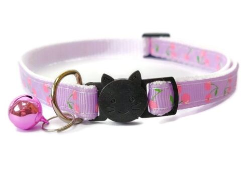 Lilac with Pink Cherries Kitten Collar