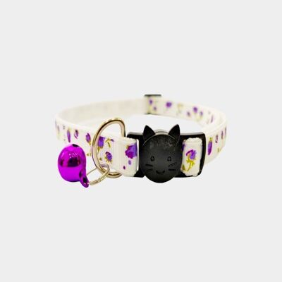 White with Purple Roses - Cat Collar