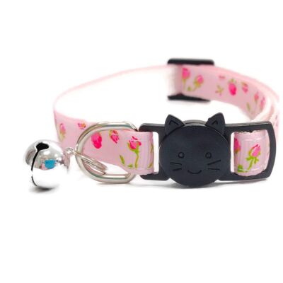 Pink with Red Roses - Cat Collar