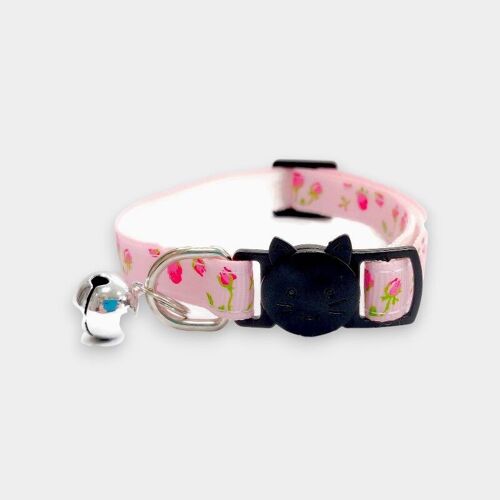 Pink with Red Roses - Cat Collar